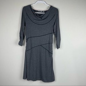 Athleta Gray Ukiah Cowl Neck 3/4 Sleeves Dress